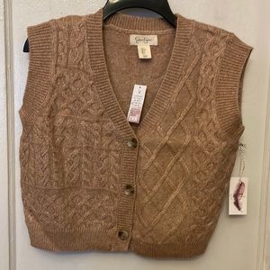 NWT Jessica Simpson oversized cable button crop vest.
